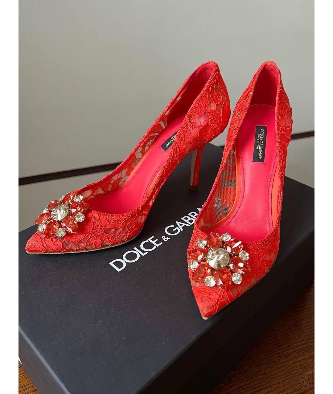 DOLCE&GABBANA Красные текстильные туфли, фото 2