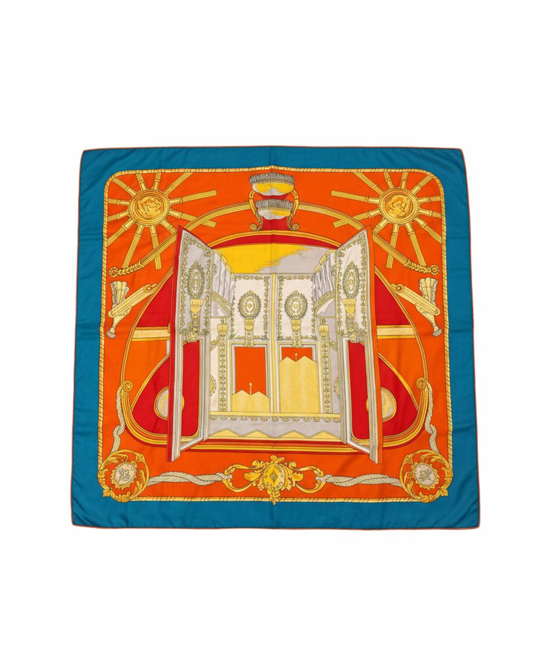 HERMES Оранжевый шелковый платок, фото 1