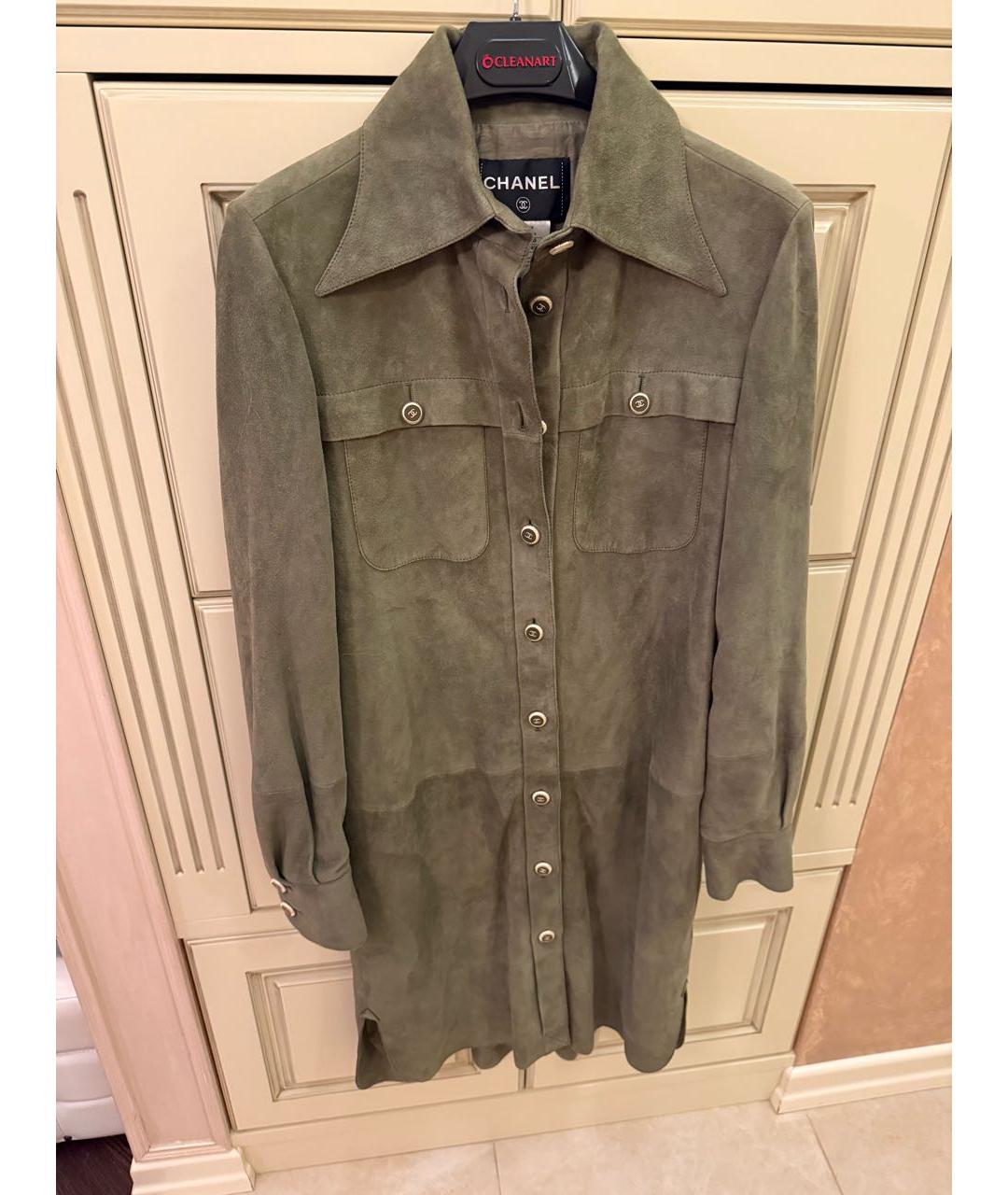 CHANEL Хаки замшевый тренч/плащ, фото 9