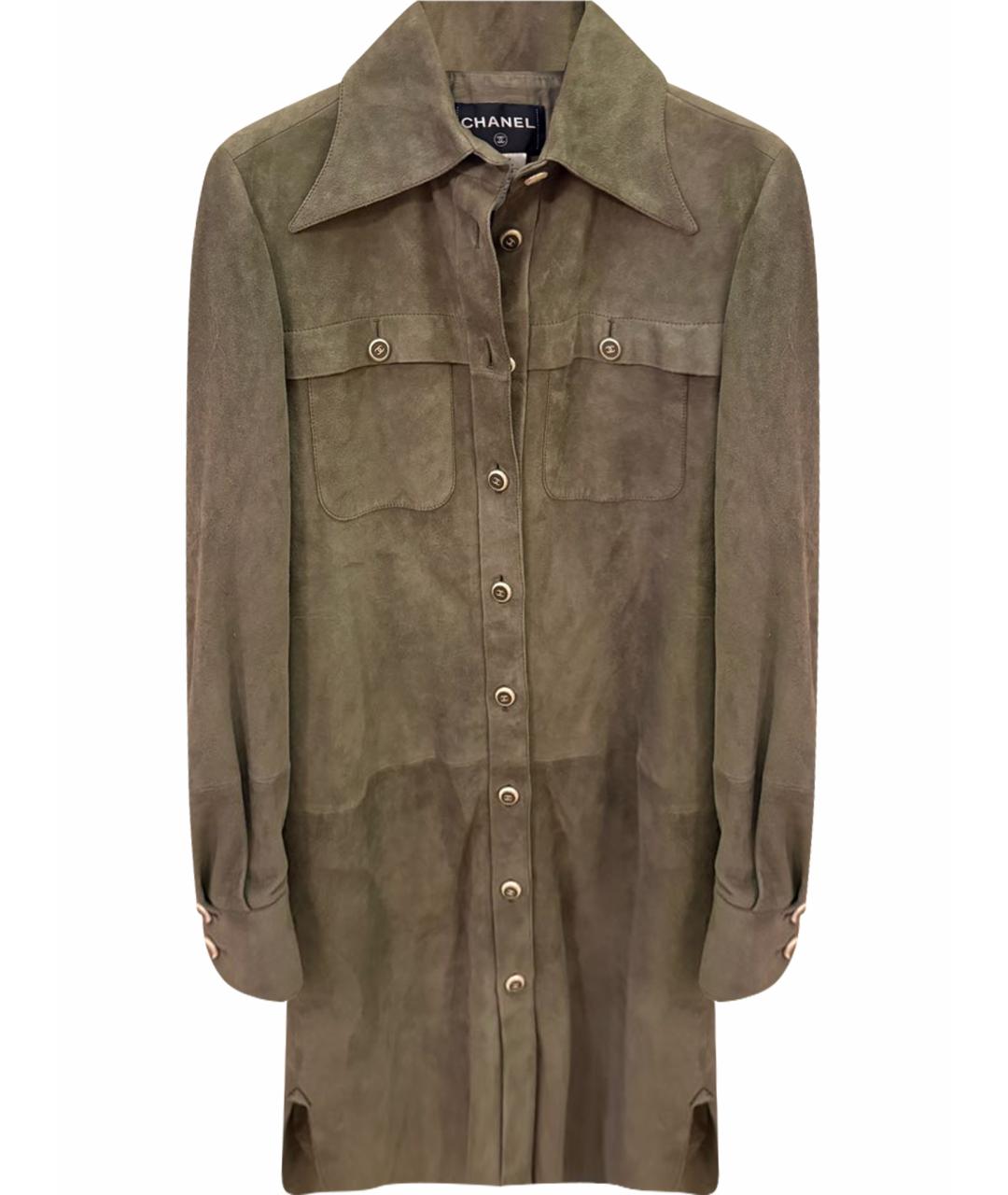 CHANEL Хаки замшевый тренч/плащ, фото 1