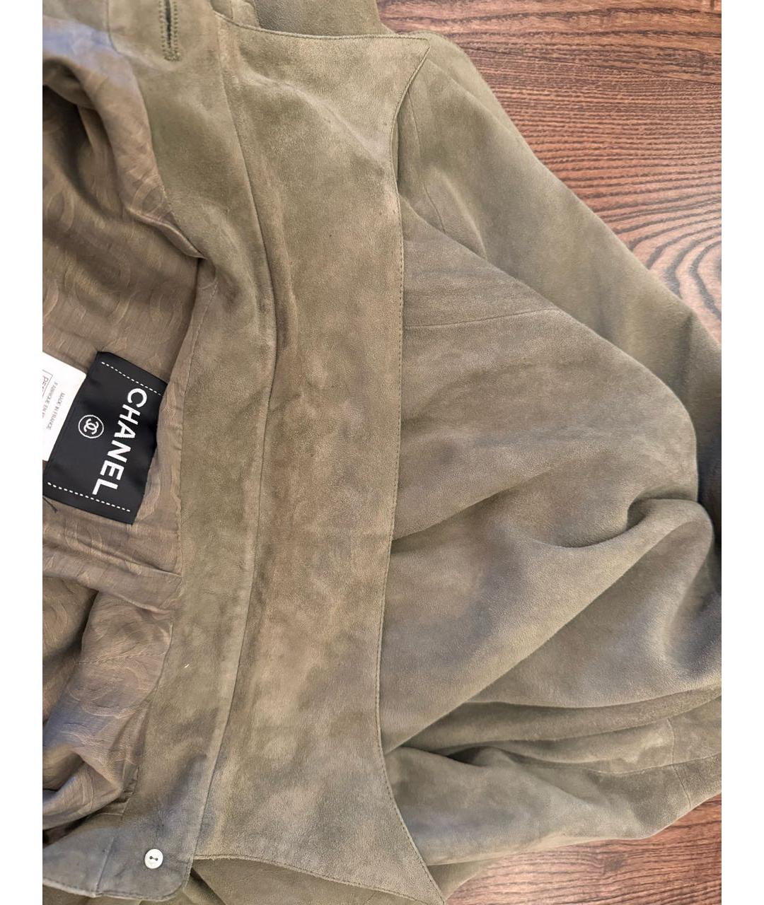 CHANEL Хаки замшевый тренч/плащ, фото 6