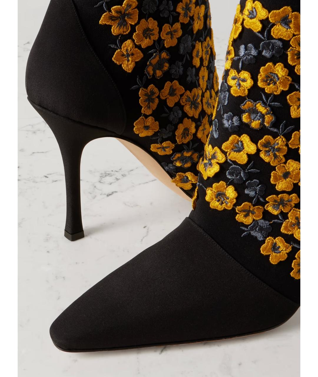 MANOLO BLAHNIK Черные текстильные ботильоны, фото 4