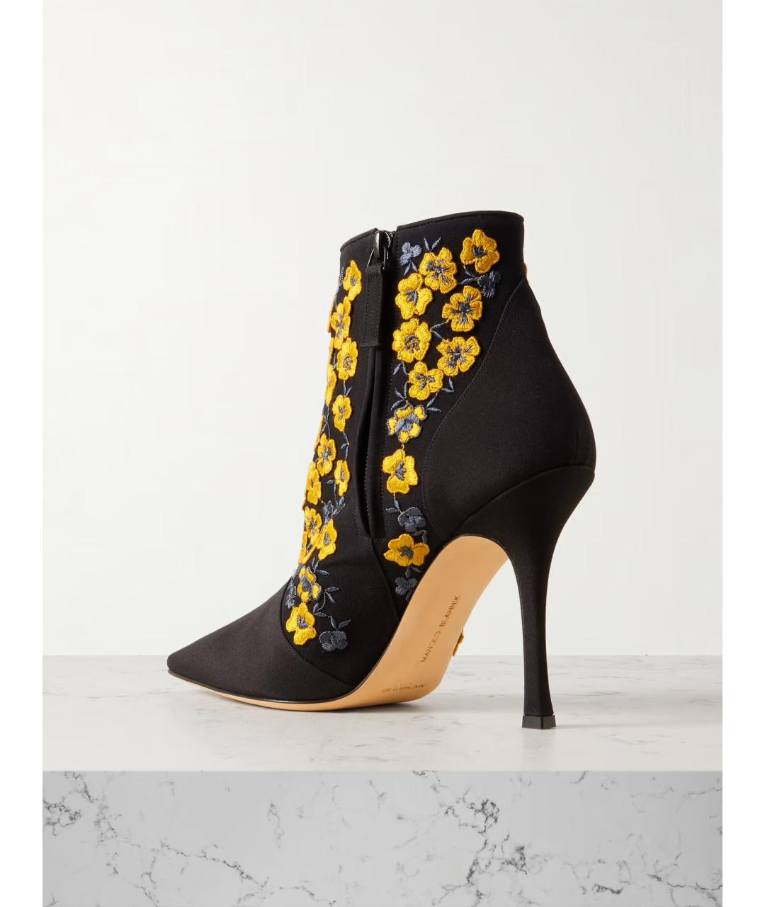 MANOLO BLAHNIK Черные текстильные ботильоны, фото 3