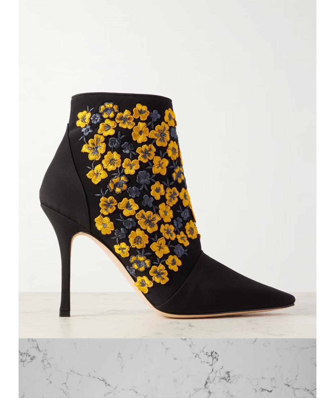 MANOLO BLAHNIK Черные текстильные ботильоны, фото 5