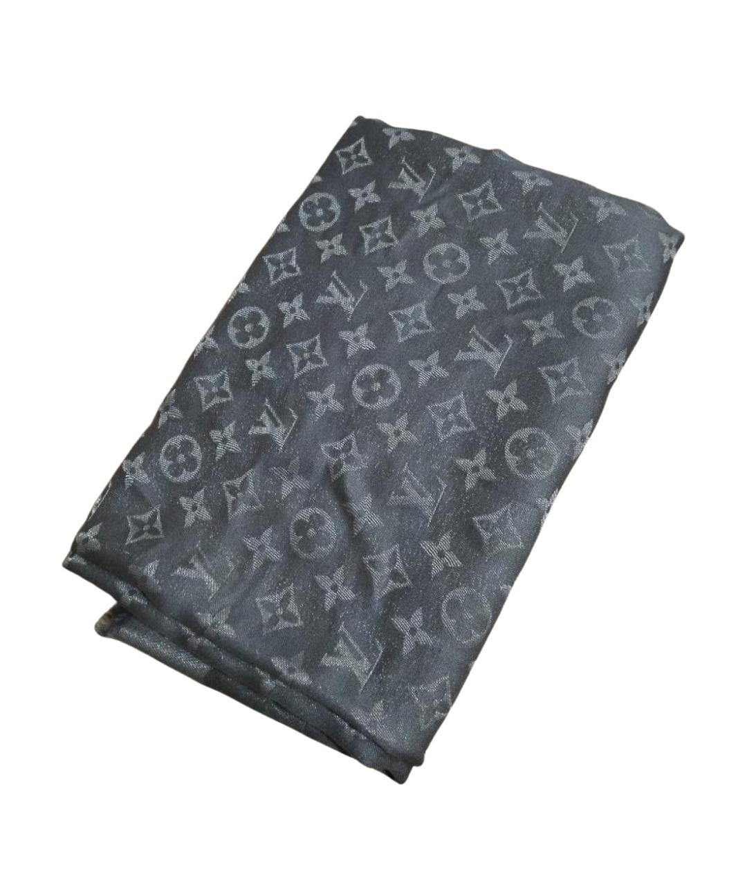 LOUIS VUITTON Серый шелковый платок, фото 1