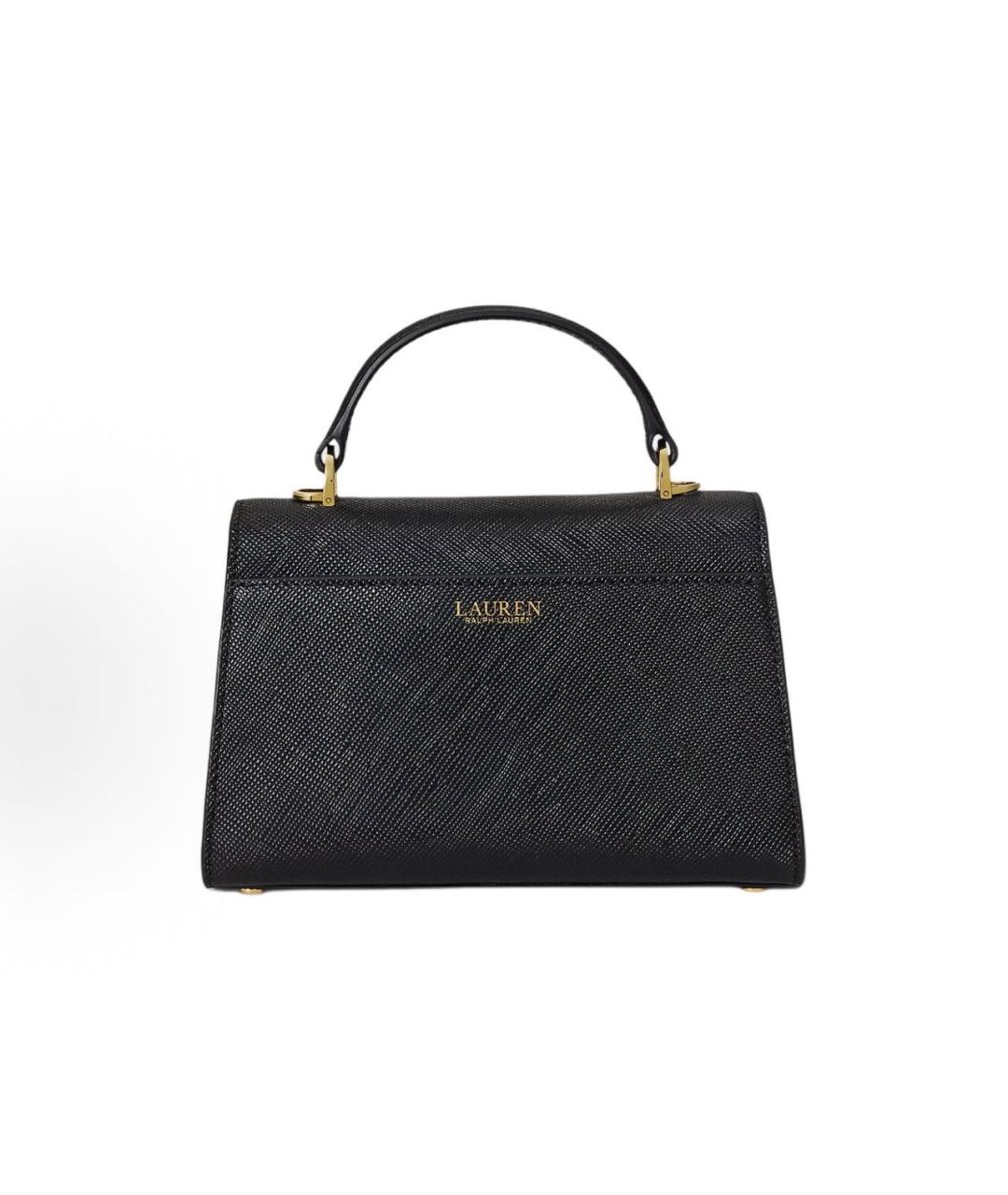 POLO RALPH LAUREN Черная кожаная сумка с короткими ручками, фото 3