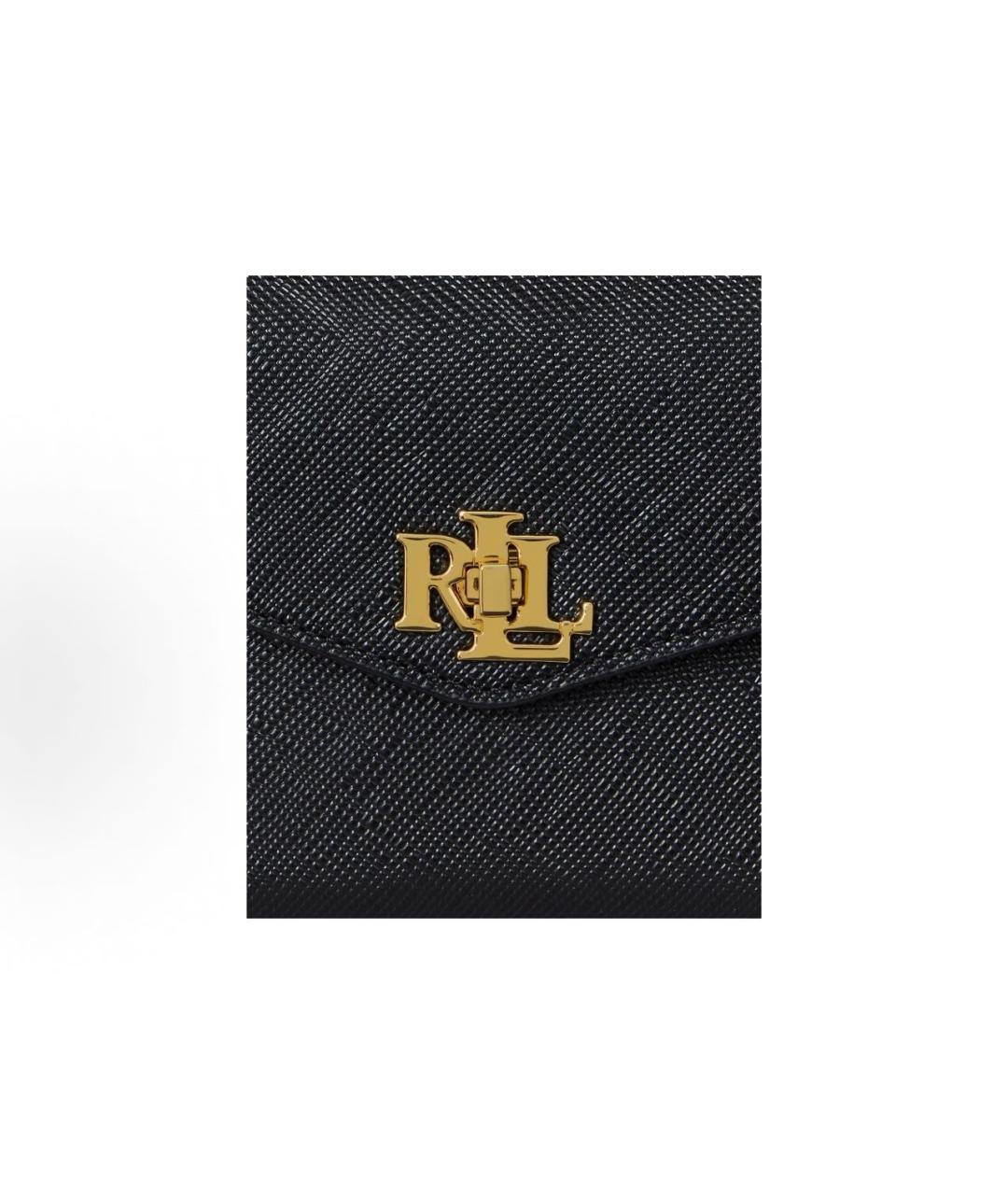 POLO RALPH LAUREN Черная кожаная сумка с короткими ручками, фото 5