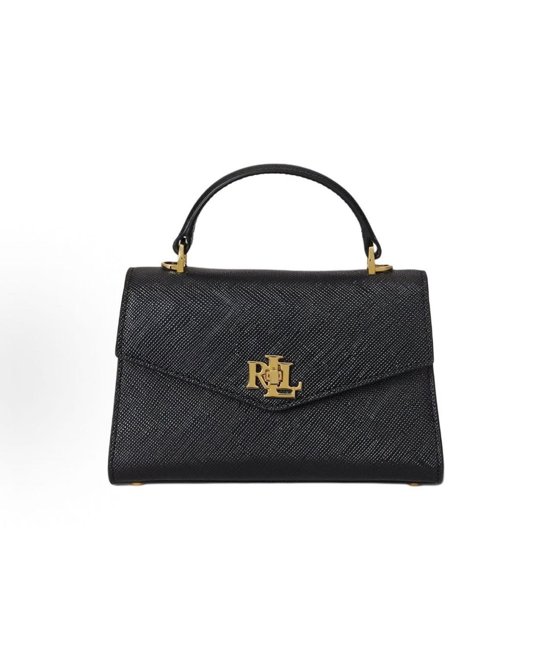 POLO RALPH LAUREN Черная кожаная сумка с короткими ручками, фото 6