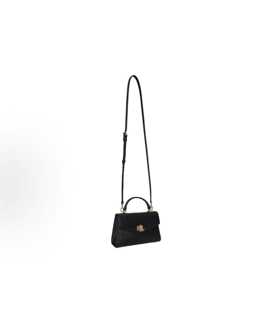 POLO RALPH LAUREN Черная кожаная сумка с короткими ручками, фото 2