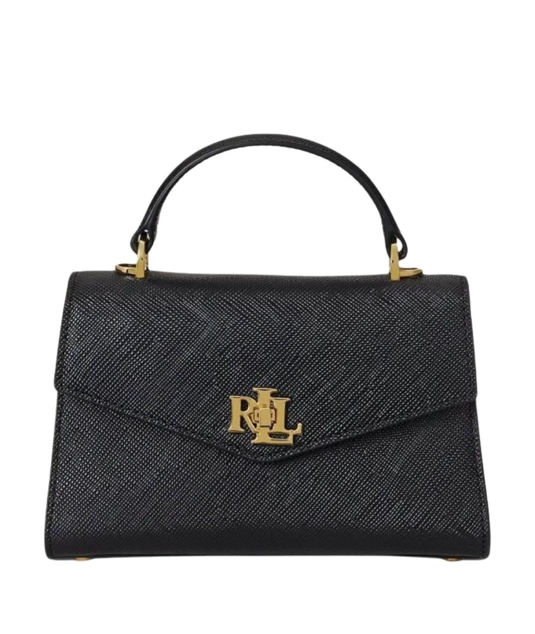 POLO RALPH LAUREN Черная кожаная сумка с короткими ручками, фото 1