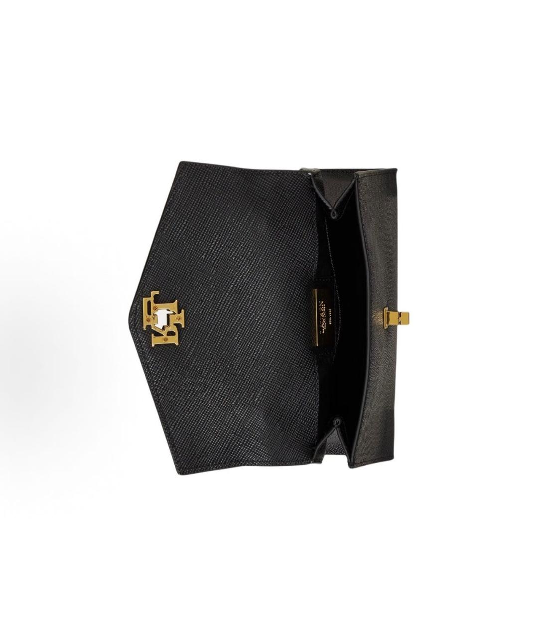 POLO RALPH LAUREN Черная кожаная сумка с короткими ручками, фото 4