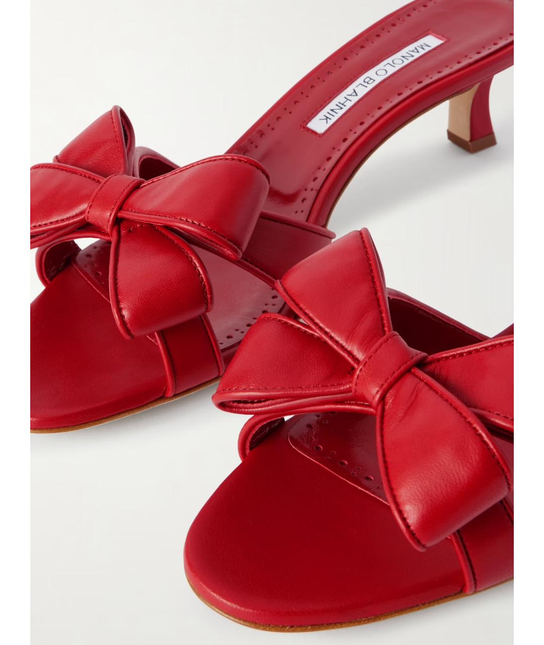 MANOLO BLAHNIK Красные кожаные мюли, фото 4