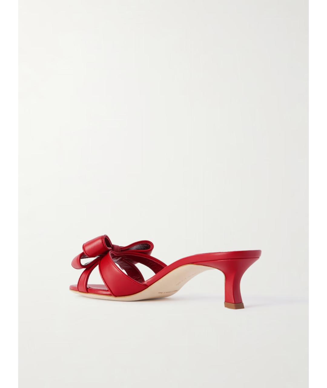 MANOLO BLAHNIK Красные кожаные мюли, фото 3