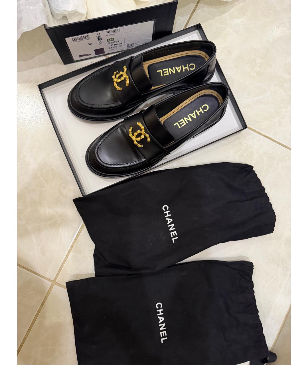 CHANEL Черные кожаные лоферы, фото 3