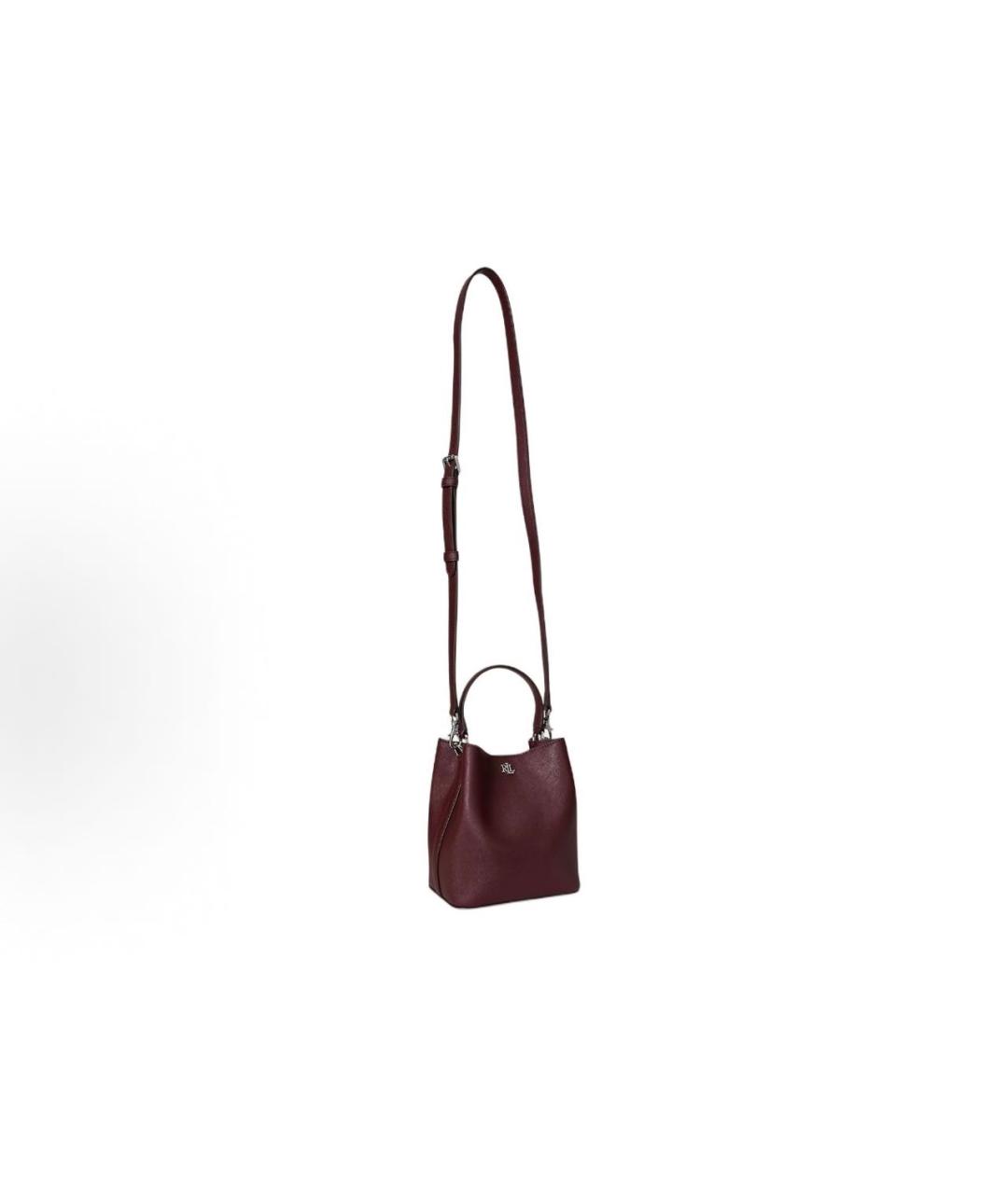 POLO RALPH LAUREN Бордовая кожаная сумка с короткими ручками, фото 2