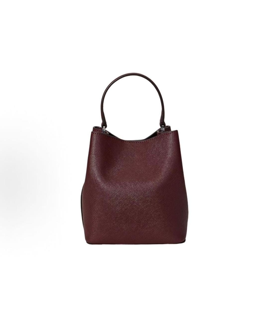 POLO RALPH LAUREN Бордовая кожаная сумка с короткими ручками, фото 3