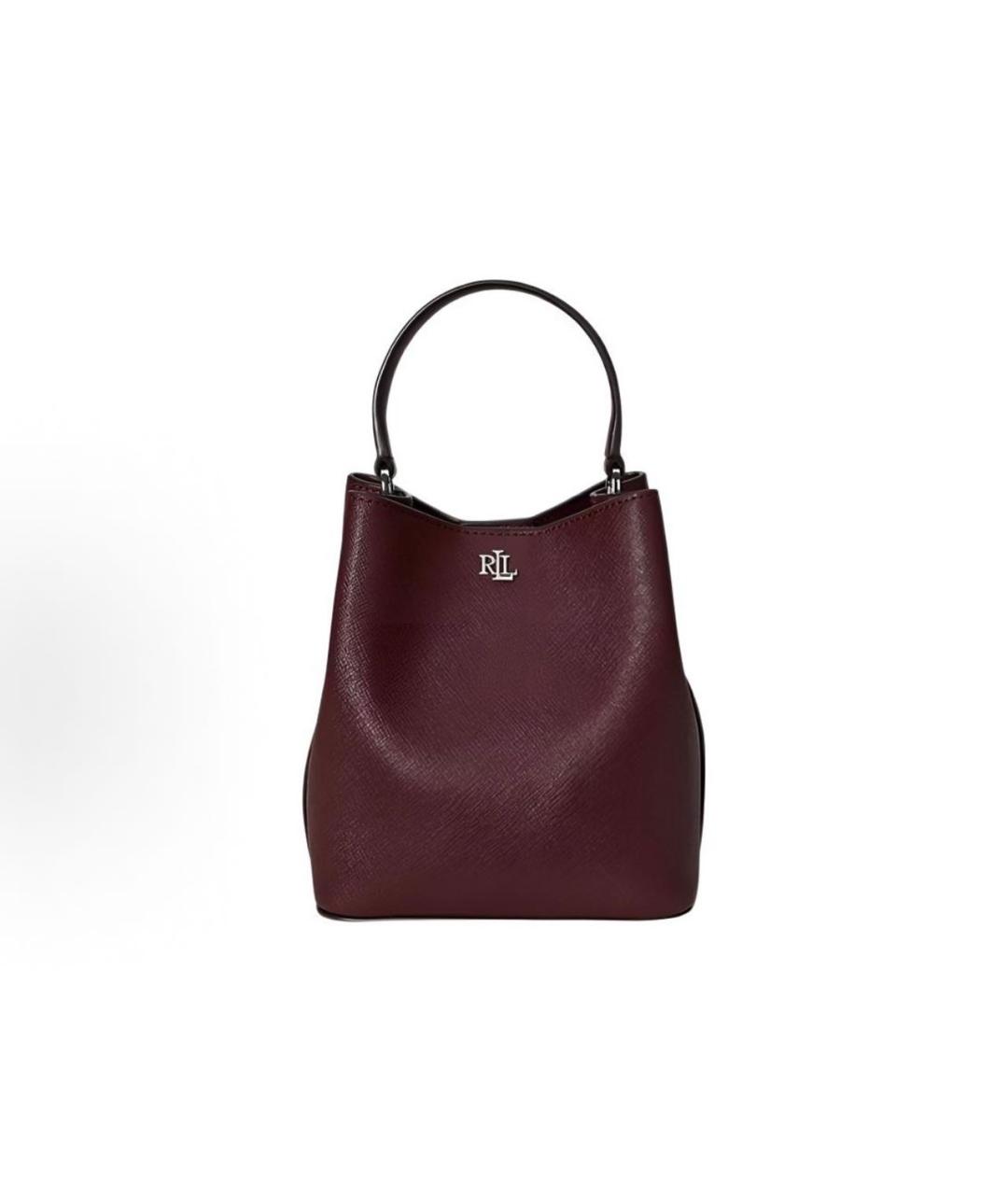 POLO RALPH LAUREN Бордовая кожаная сумка с короткими ручками, фото 6
