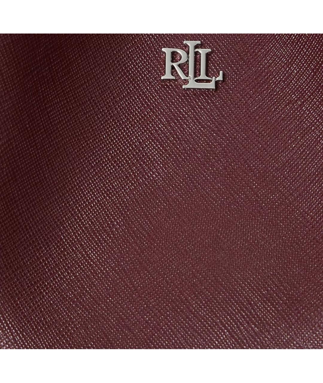 POLO RALPH LAUREN Бордовая кожаная сумка с короткими ручками, фото 5