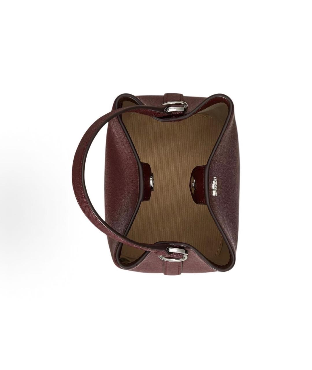 POLO RALPH LAUREN Бордовая кожаная сумка с короткими ручками, фото 4