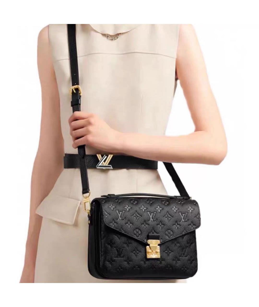 LOUIS VUITTON Черная кожаная сумка через плечо, фото 7