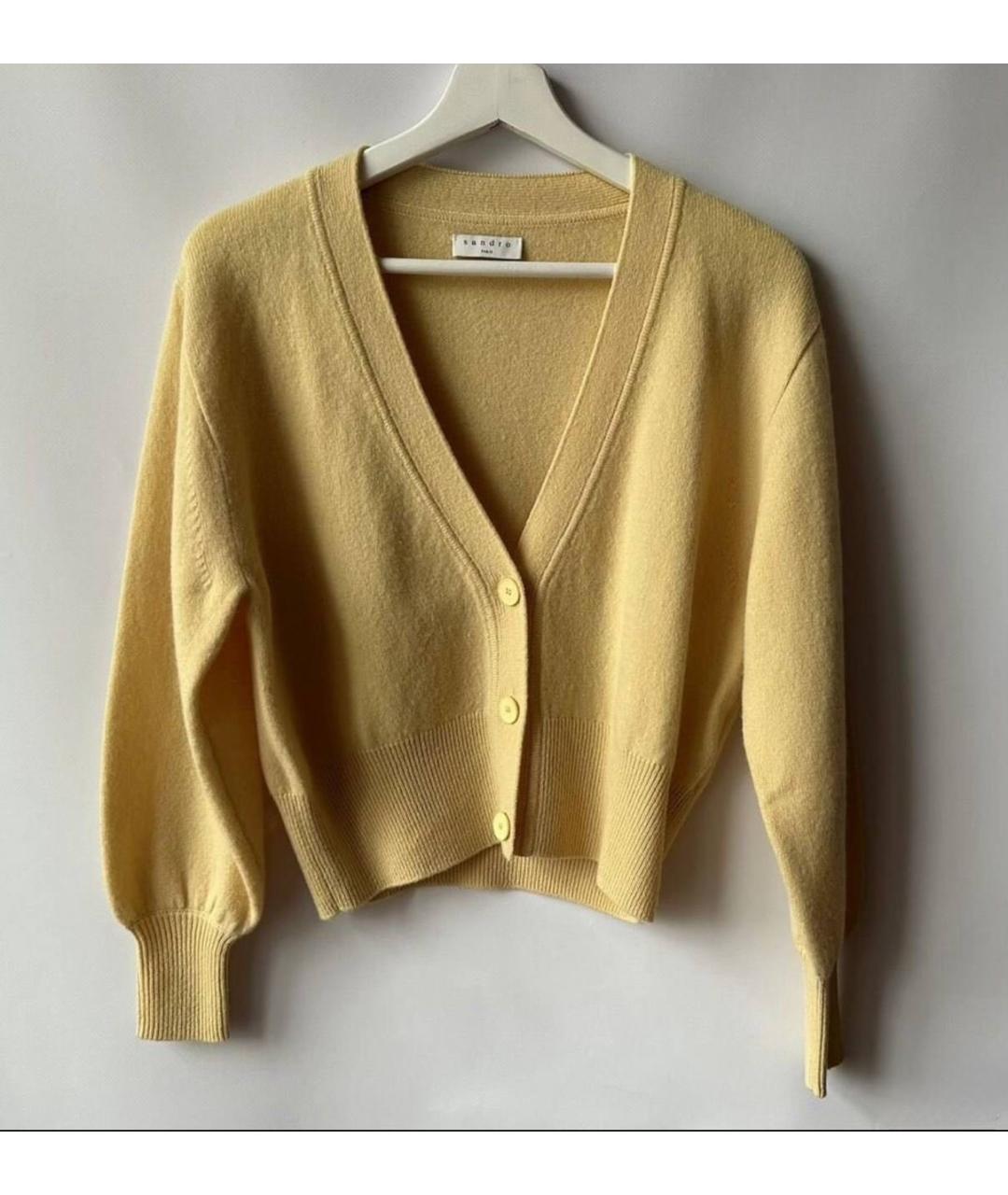 SANDRO Желтый шерстяной кардиган, фото 5