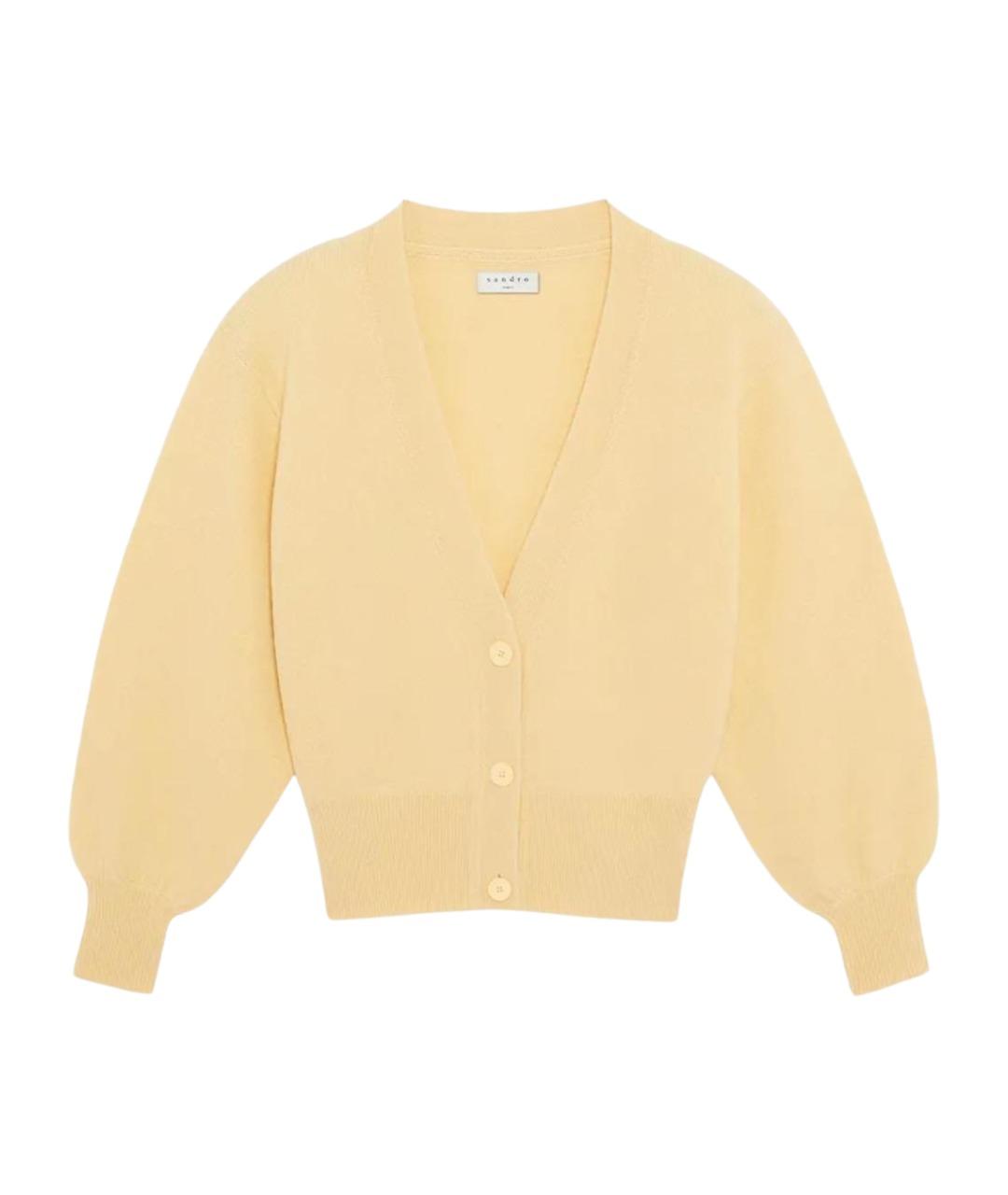 SANDRO Желтый шерстяной кардиган, фото 1