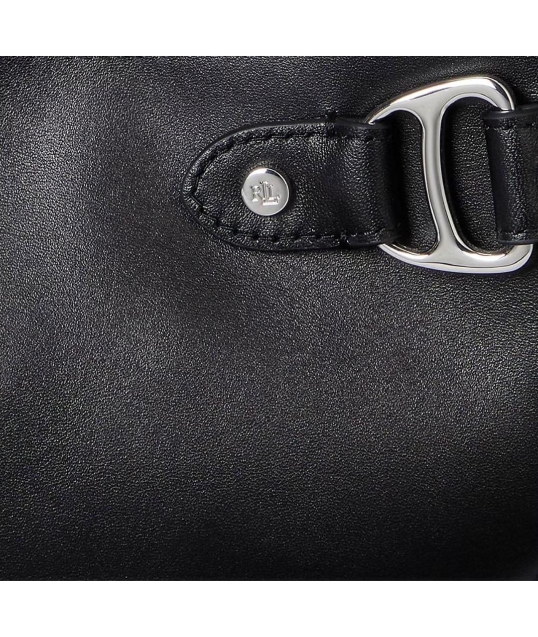 POLO RALPH LAUREN Черная кожаная сумка с короткими ручками, фото 5
