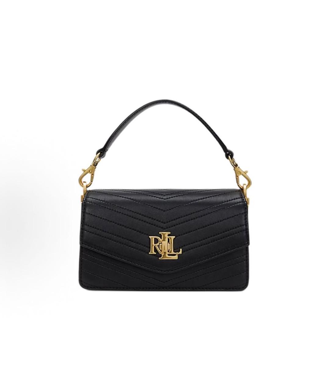 POLO RALPH LAUREN Черная кожаная сумка с короткими ручками, фото 5