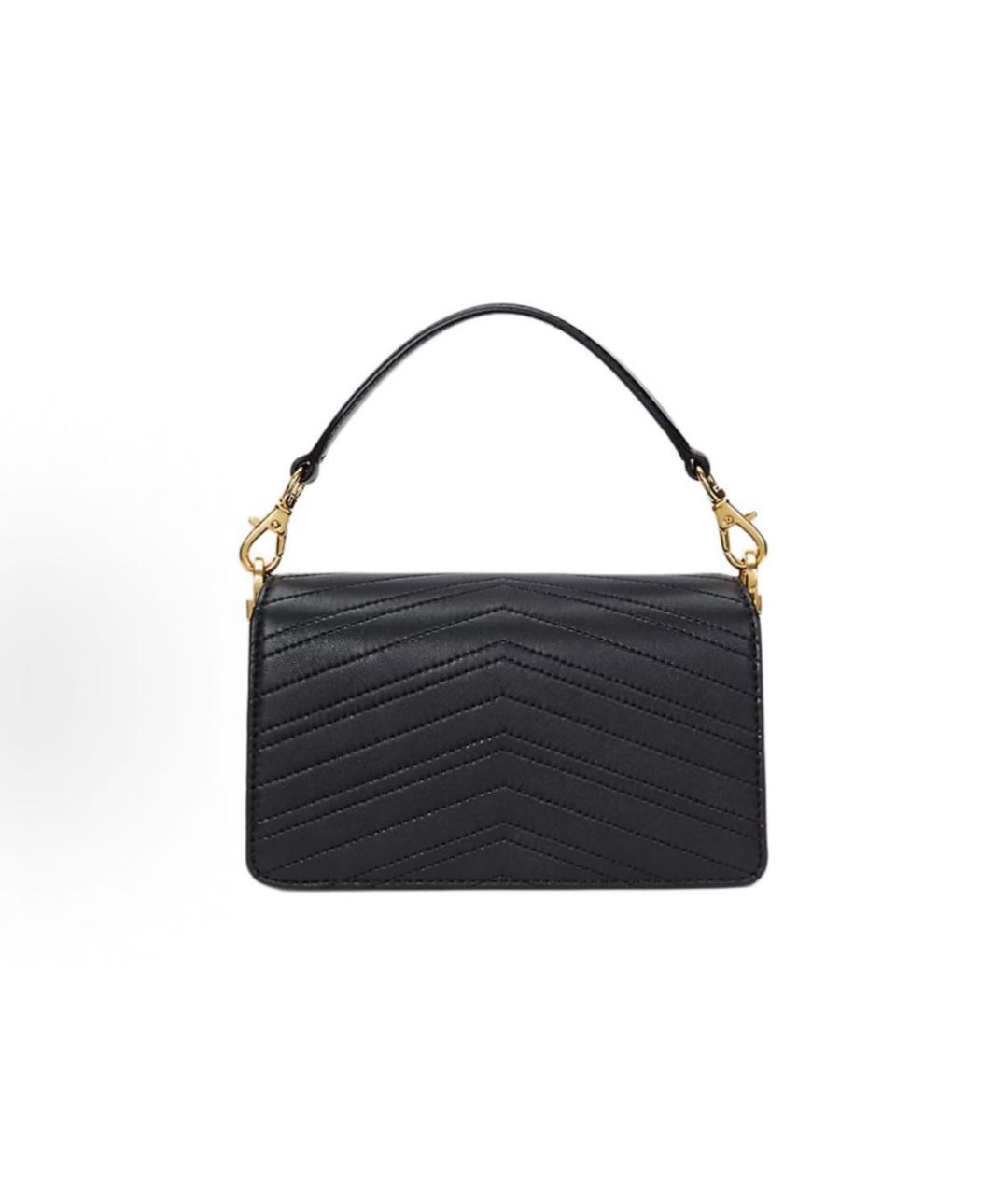 POLO RALPH LAUREN Черная кожаная сумка с короткими ручками, фото 3