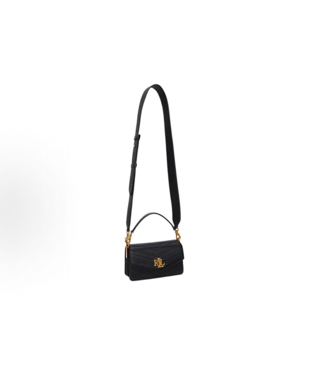 POLO RALPH LAUREN Черная кожаная сумка с короткими ручками, фото 2