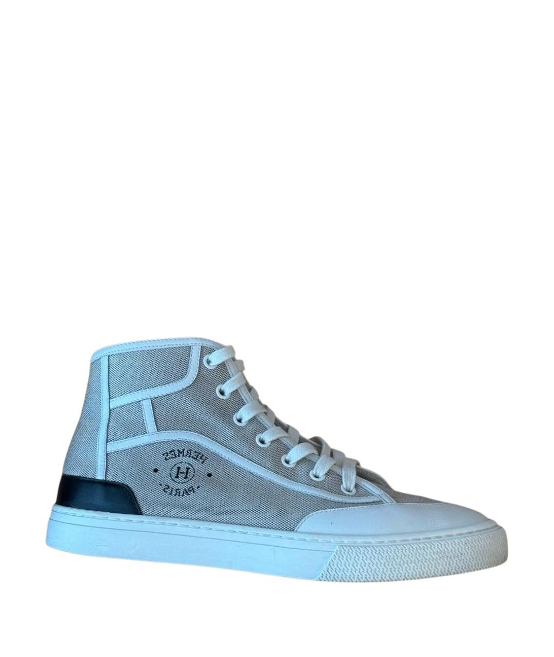 HERMES Бежевые текстильные кеды, фото 1