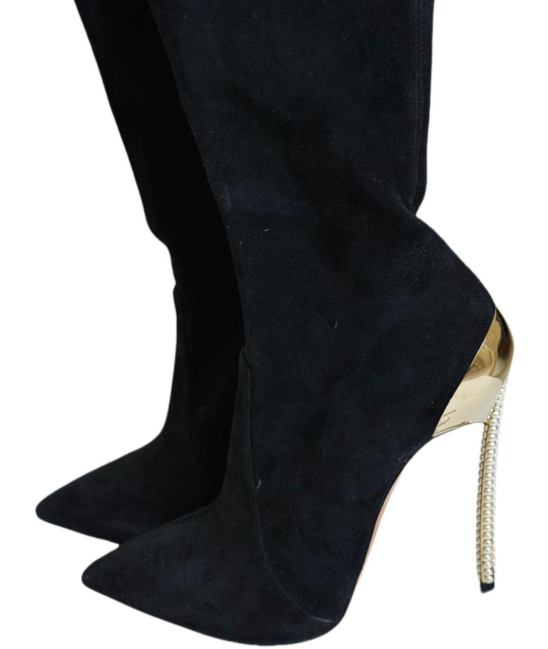 CASADEI Черные замшевые ботфорты, фото 5