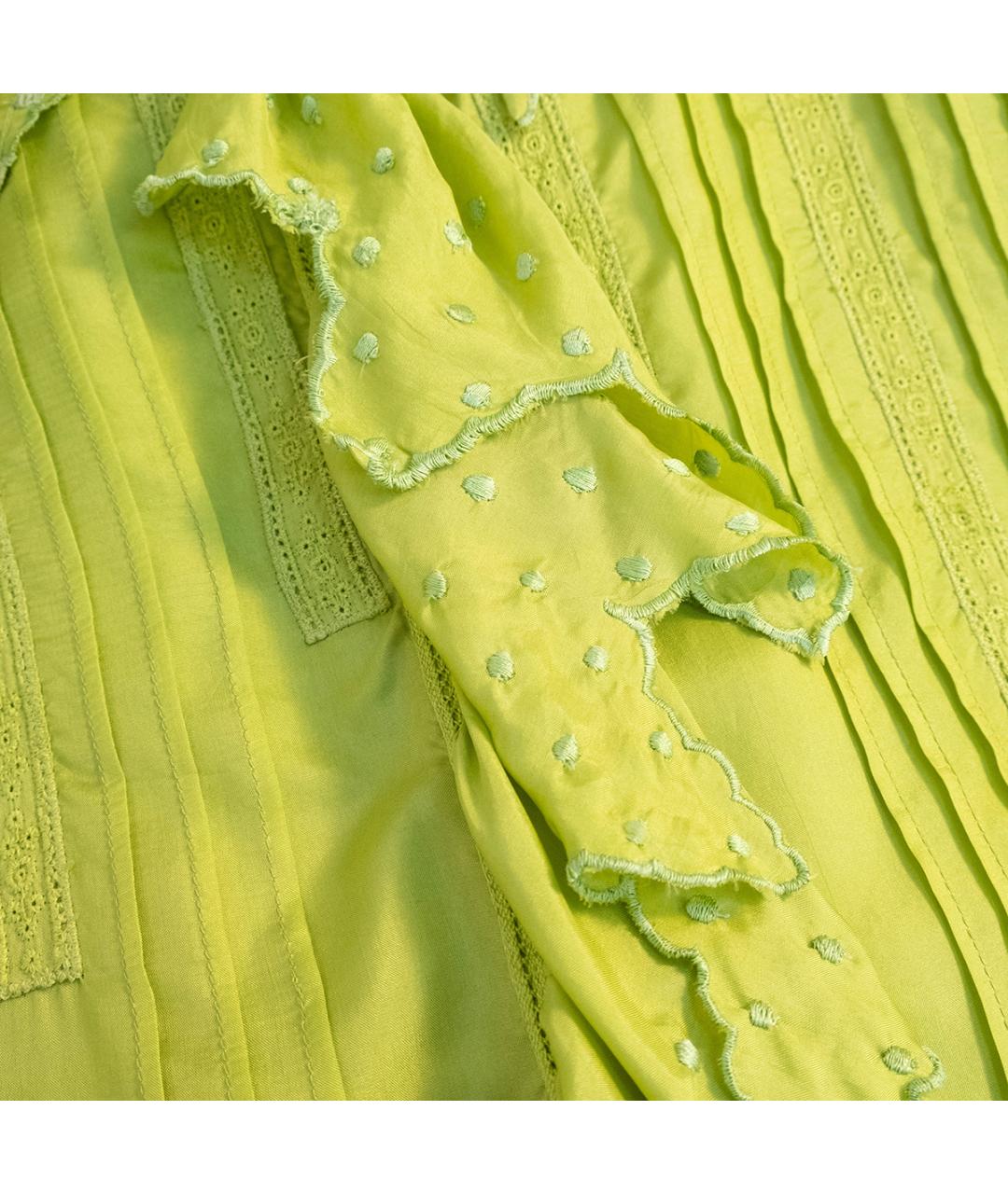BLUMARINE Салатовыое шелковое повседневное платье, фото 4