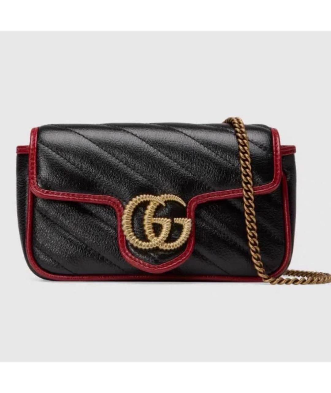 GUCCI Черная кожаная сумка через плечо, фото 5