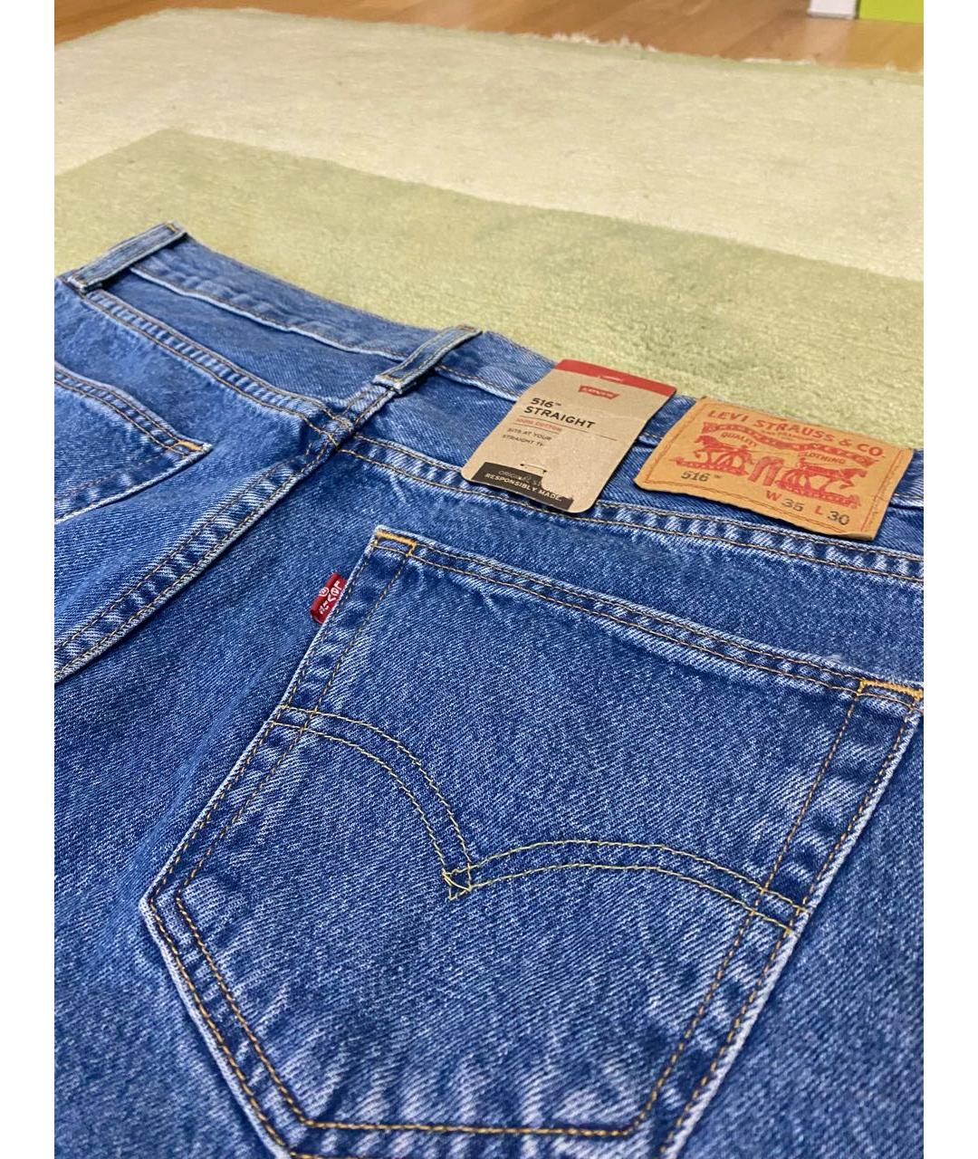 LEVI'S Синие хлопковые прямые джинсы, фото 6