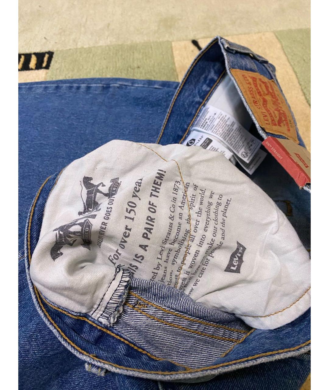 LEVI'S Синие хлопковые прямые джинсы, фото 7