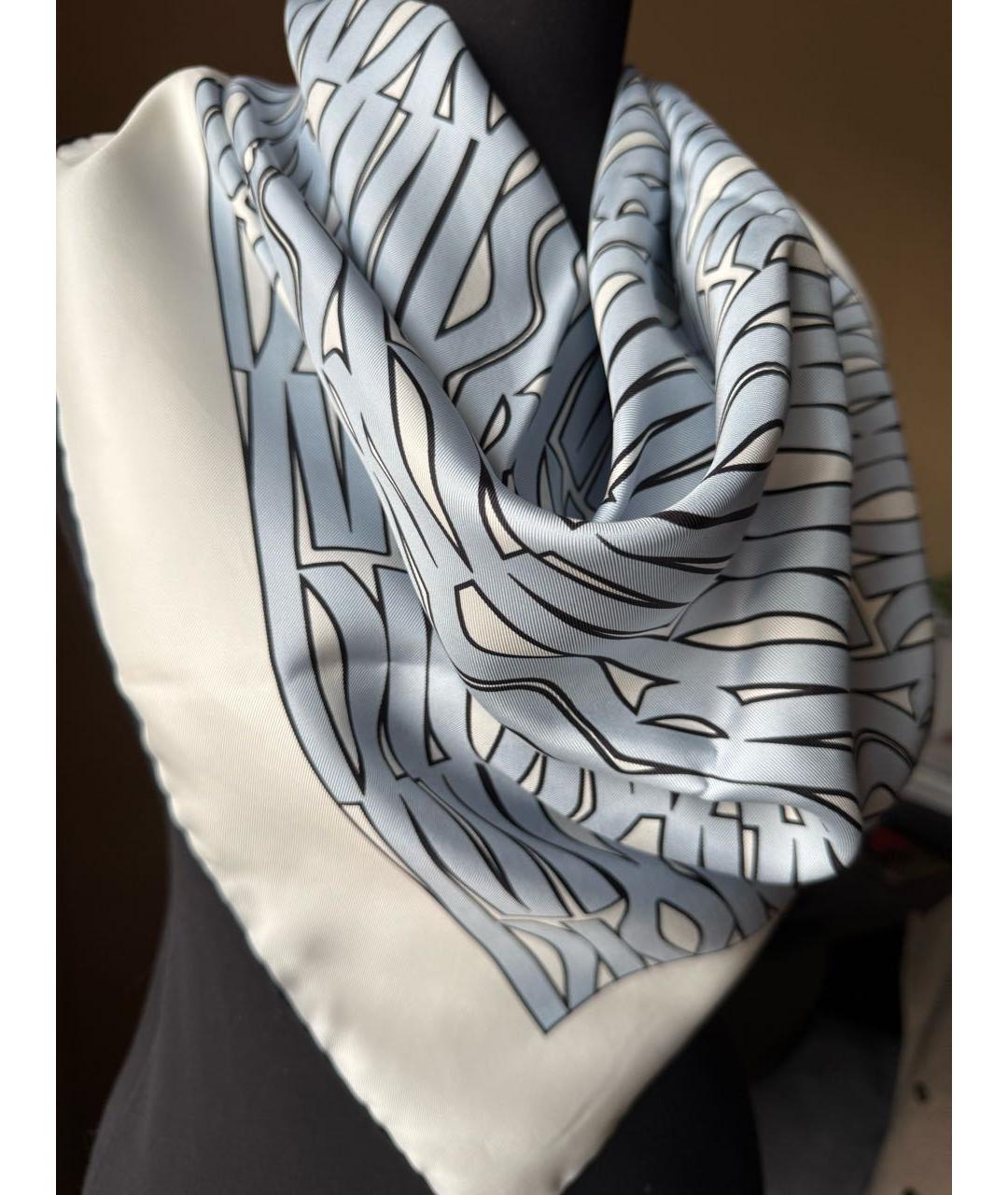 CHRISTIAN DIOR Голубой шелковый платок, фото 8