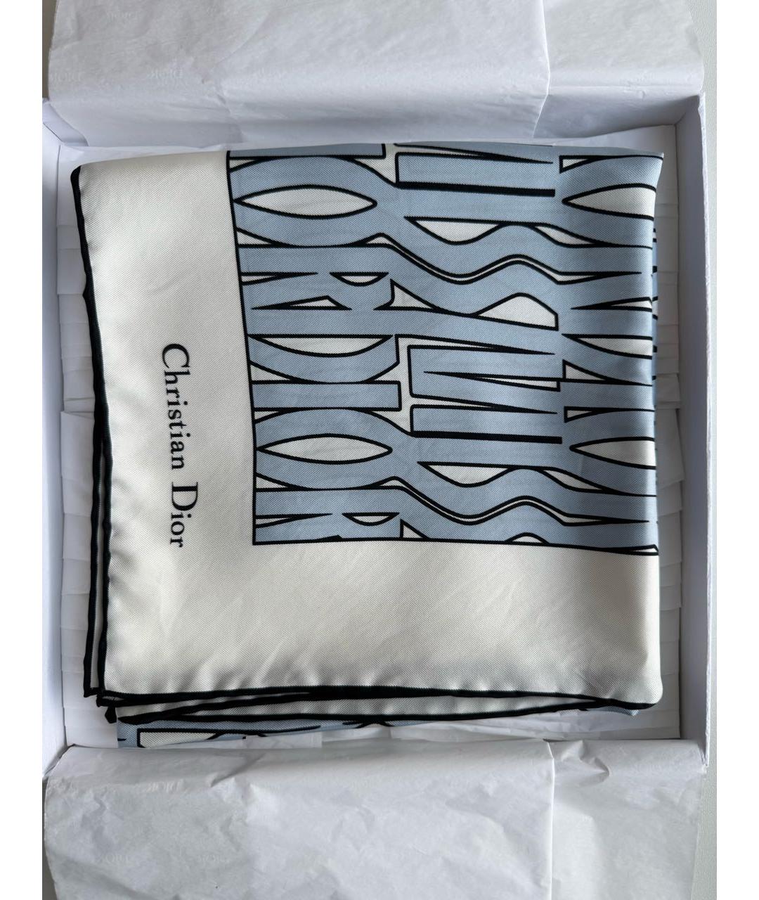 CHRISTIAN DIOR Голубой шелковый платок, фото 2