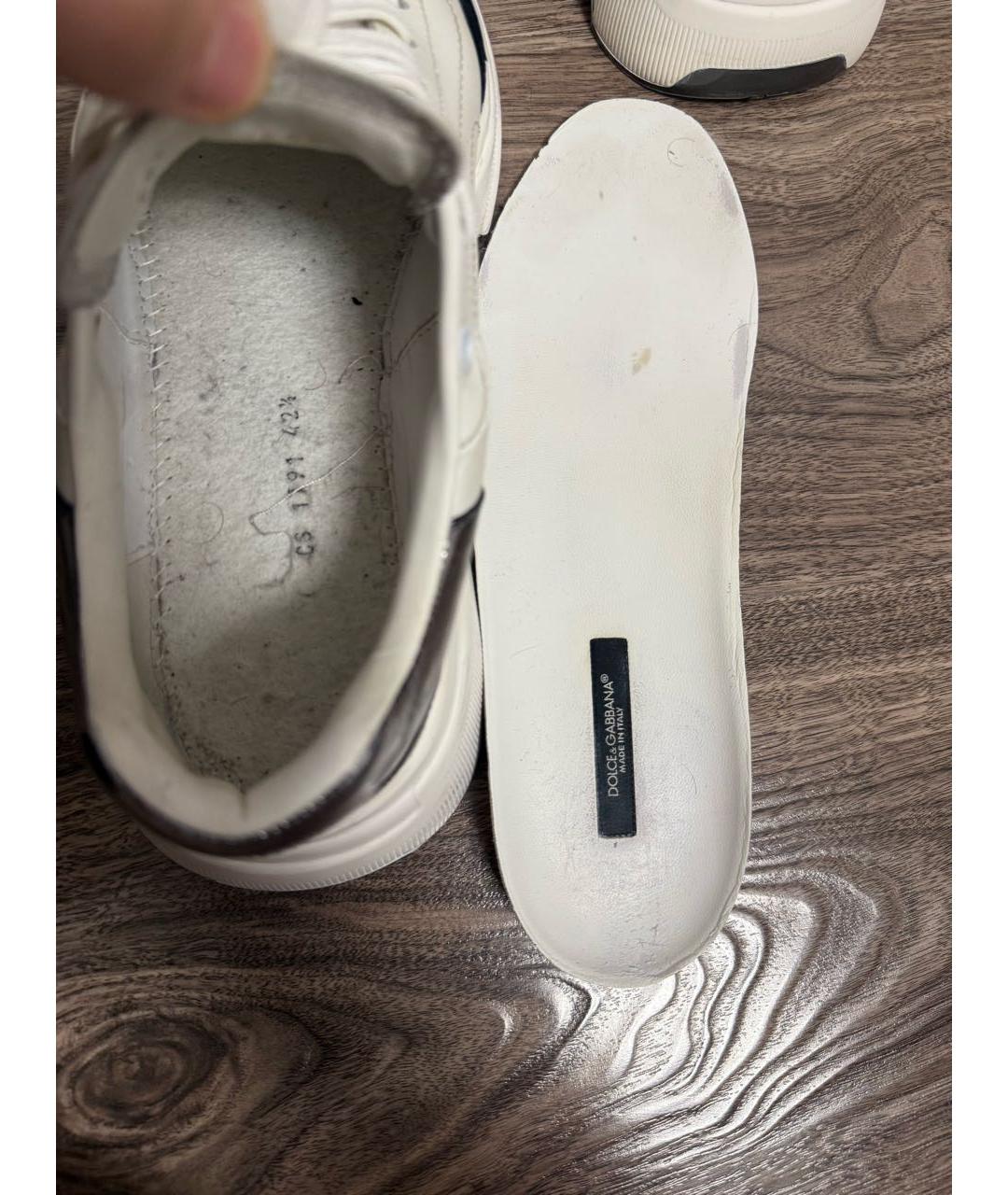 DOLCE&GABBANA Белые кожаные низкие кроссовки / кеды, фото 3