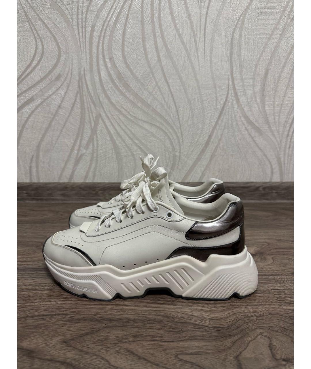 DOLCE&GABBANA Белые кожаные низкие кроссовки / кеды, фото 7