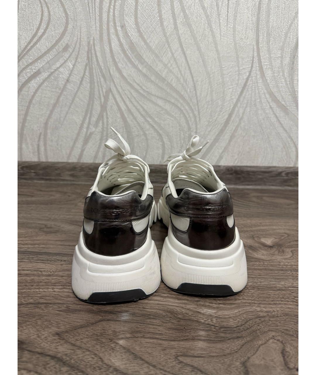DOLCE&GABBANA Белые кожаные низкие кроссовки / кеды, фото 4