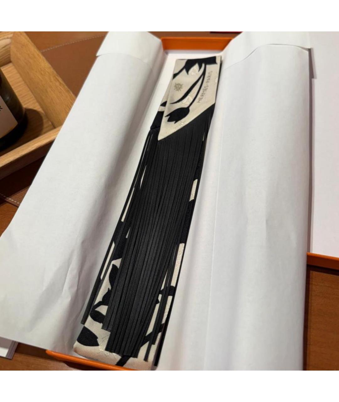 HERMES Черный платок, фото 2