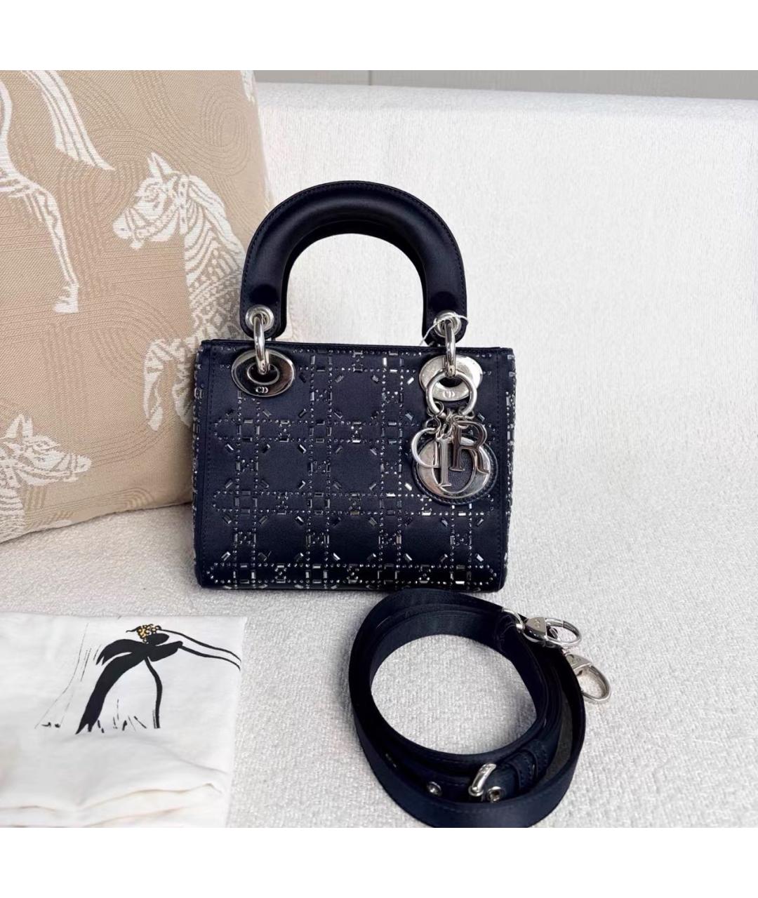 CHRISTIAN DIOR Черная тканевая сумка с короткими ручками, фото 2