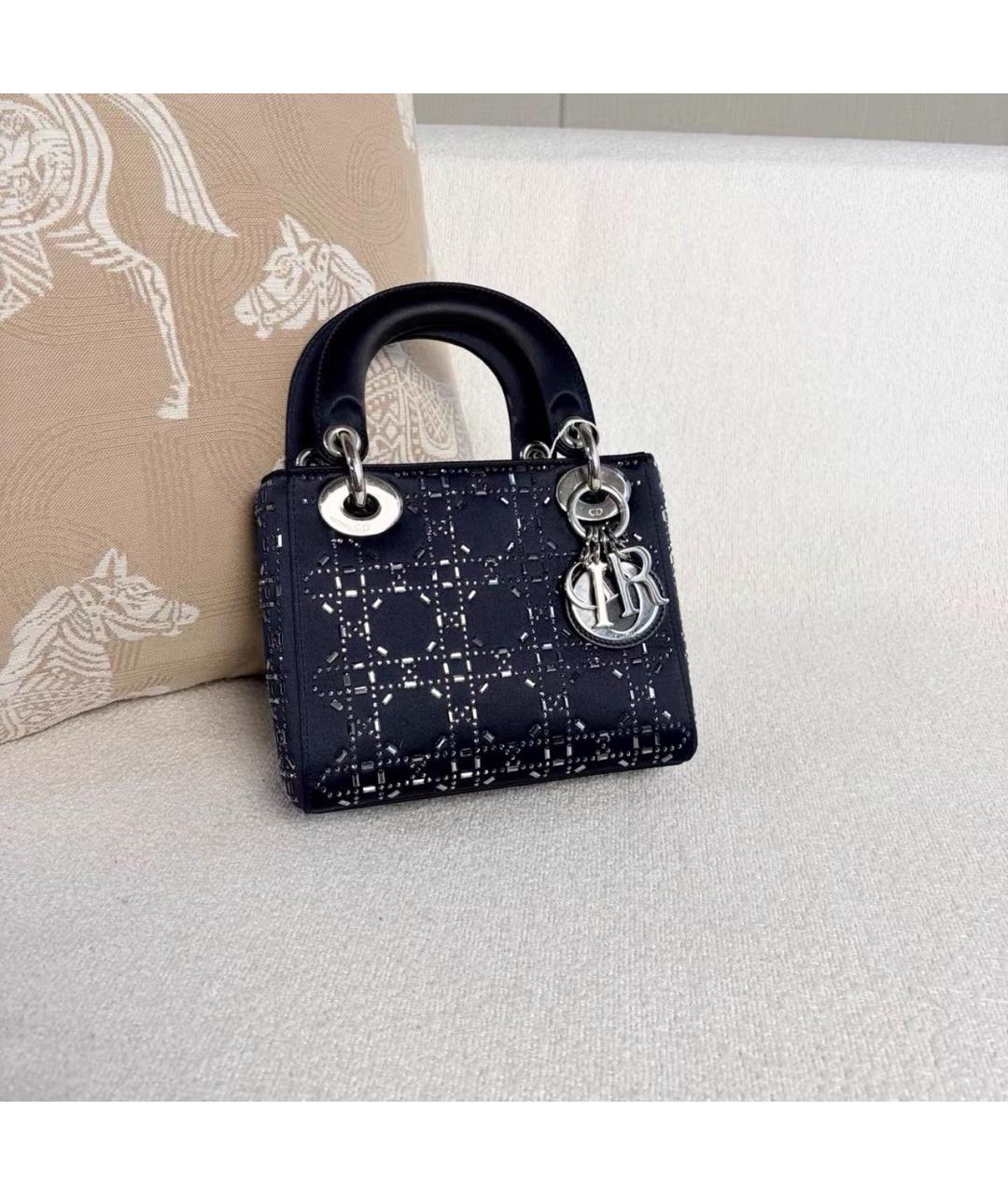 CHRISTIAN DIOR Черная тканевая сумка с короткими ручками, фото 6