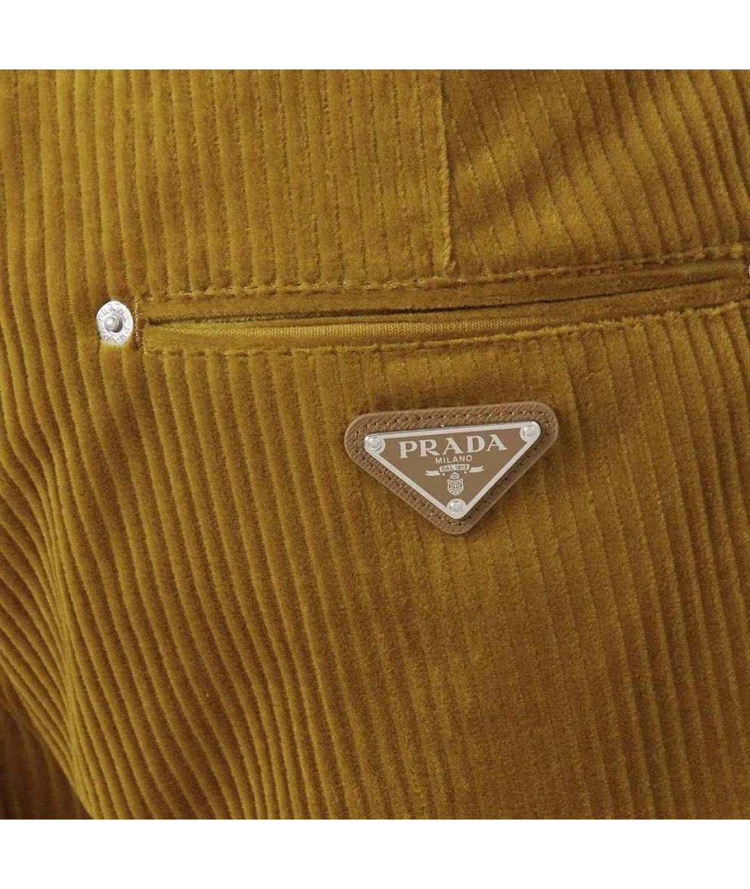 PRADA Коричневые хлопковые повседневные брюки, фото 2