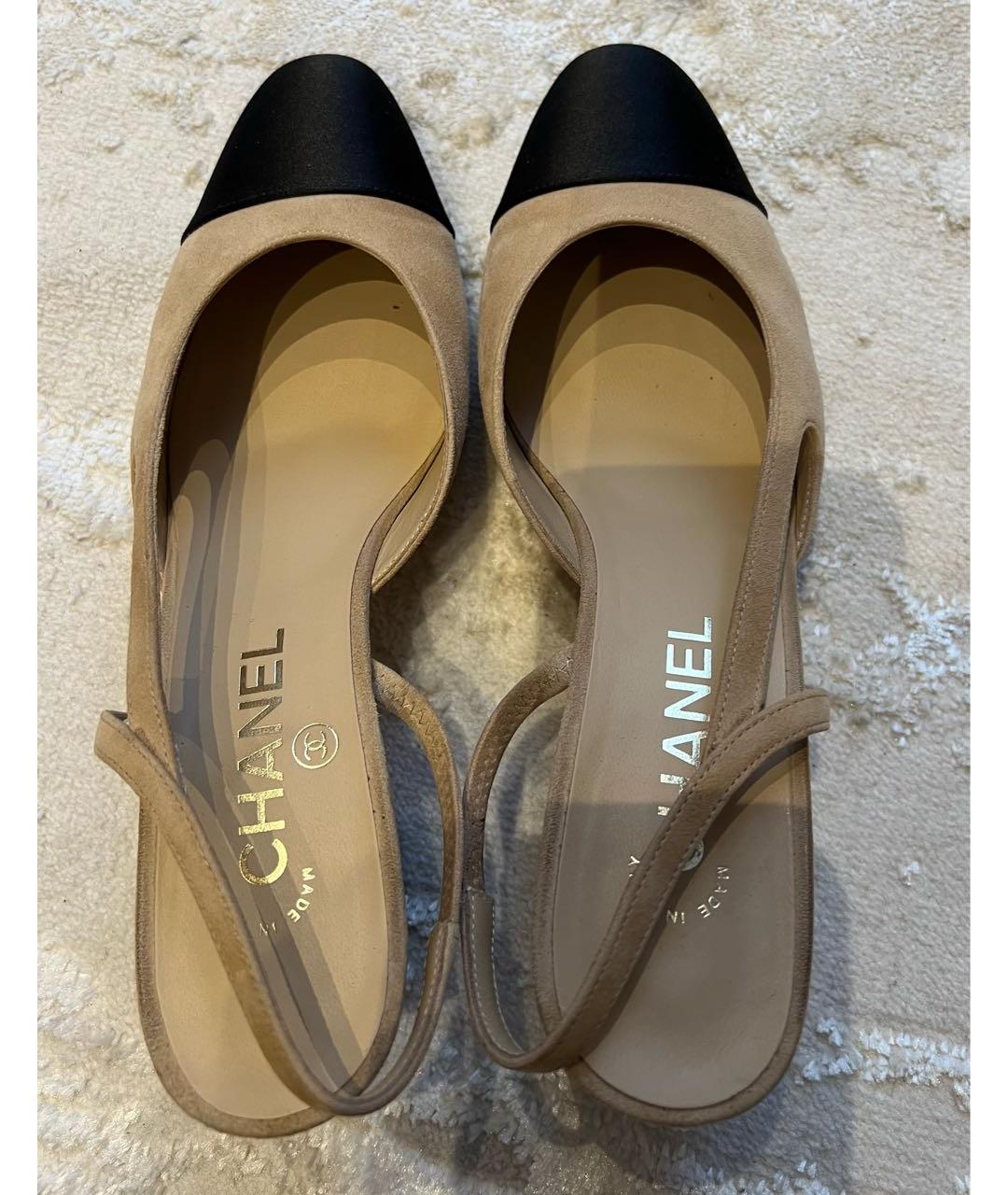 CHANEL Бежевые замшевые туфли, фото 3