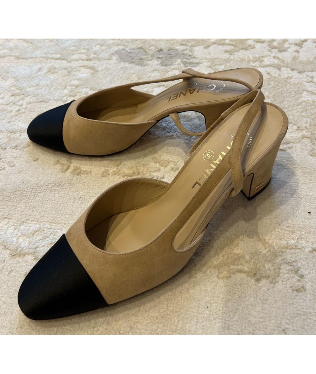 CHANEL Бежевые замшевые туфли, фото 5