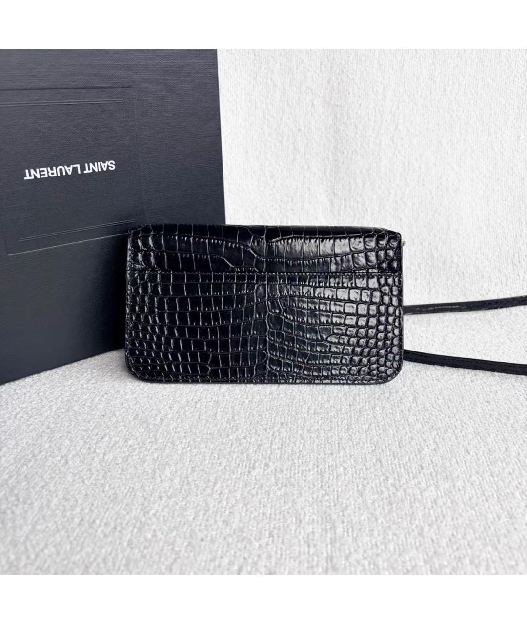 SAINT LAURENT Черная кожаная сумка через плечо, фото 2