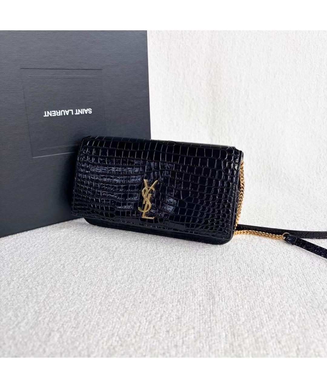 SAINT LAURENT Черная кожаная сумка через плечо, фото 3