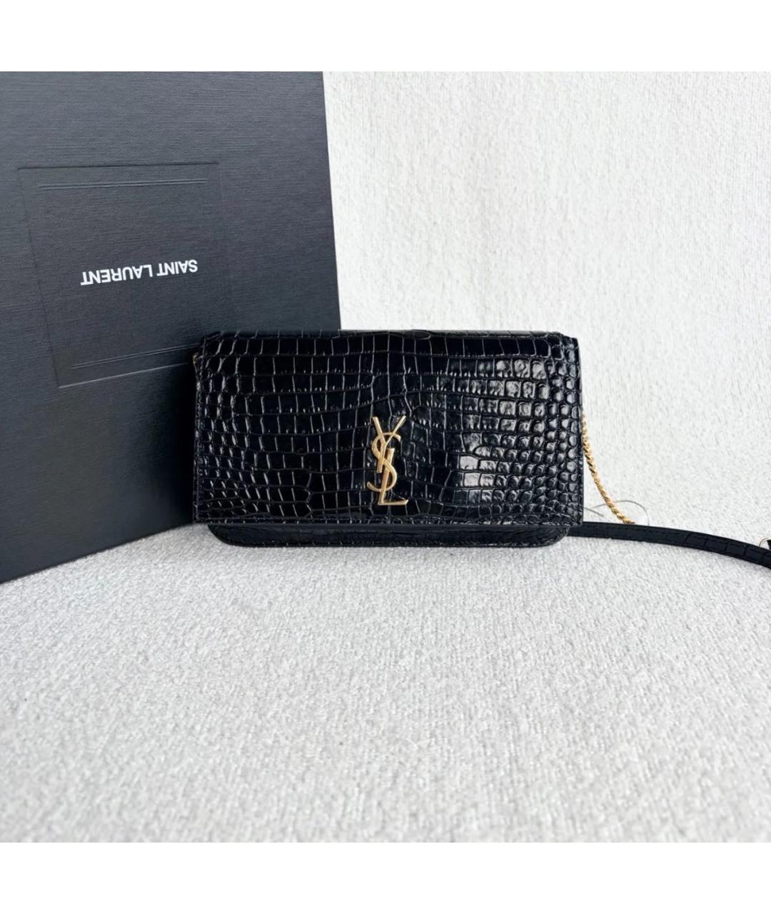 SAINT LAURENT Черная кожаная сумка через плечо, фото 8